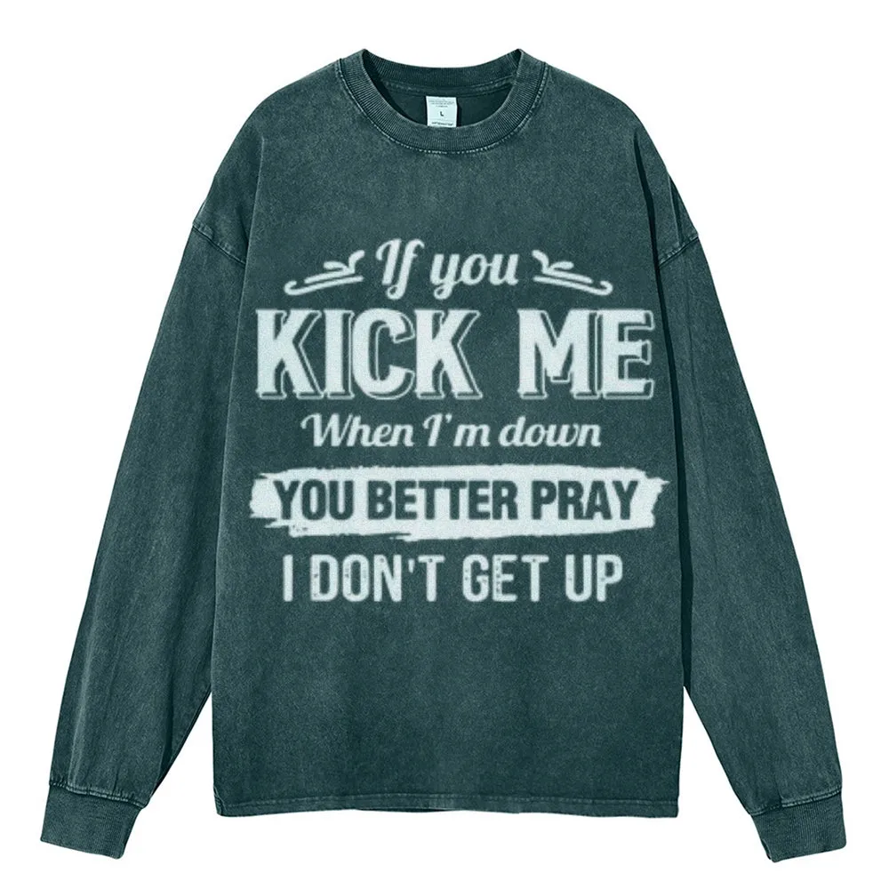 Oversized Vintage Washed  Inspire Slogan Letter Graphic Sweatshirt