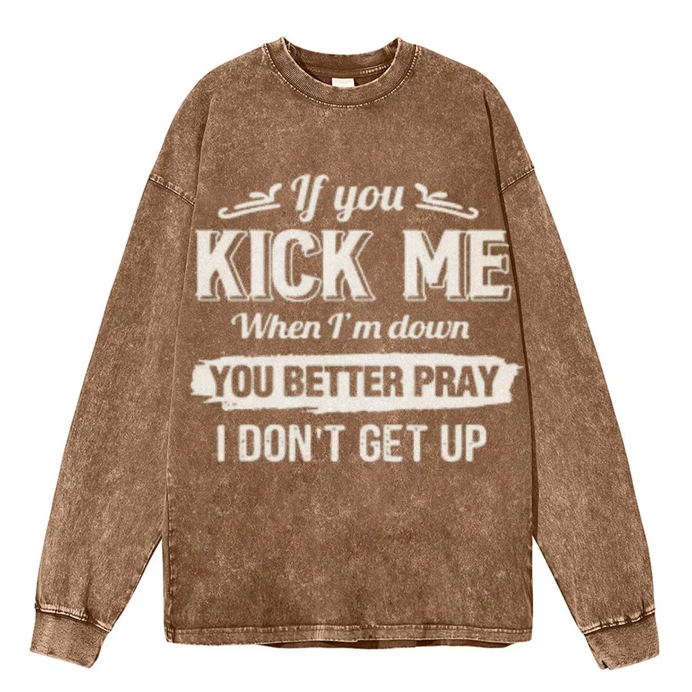 Oversized Vintage Washed  Inspire Slogan Letter Graphic Sweatshirt