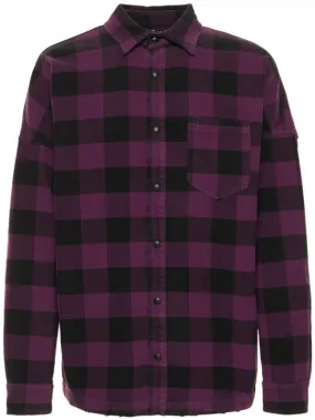 Palm Angels   Logo print cotton check over shirt 