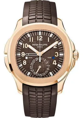 Patek Philippe 40.8mm Mens Aquanaut Travel Time Watch Brown Dial 5164R