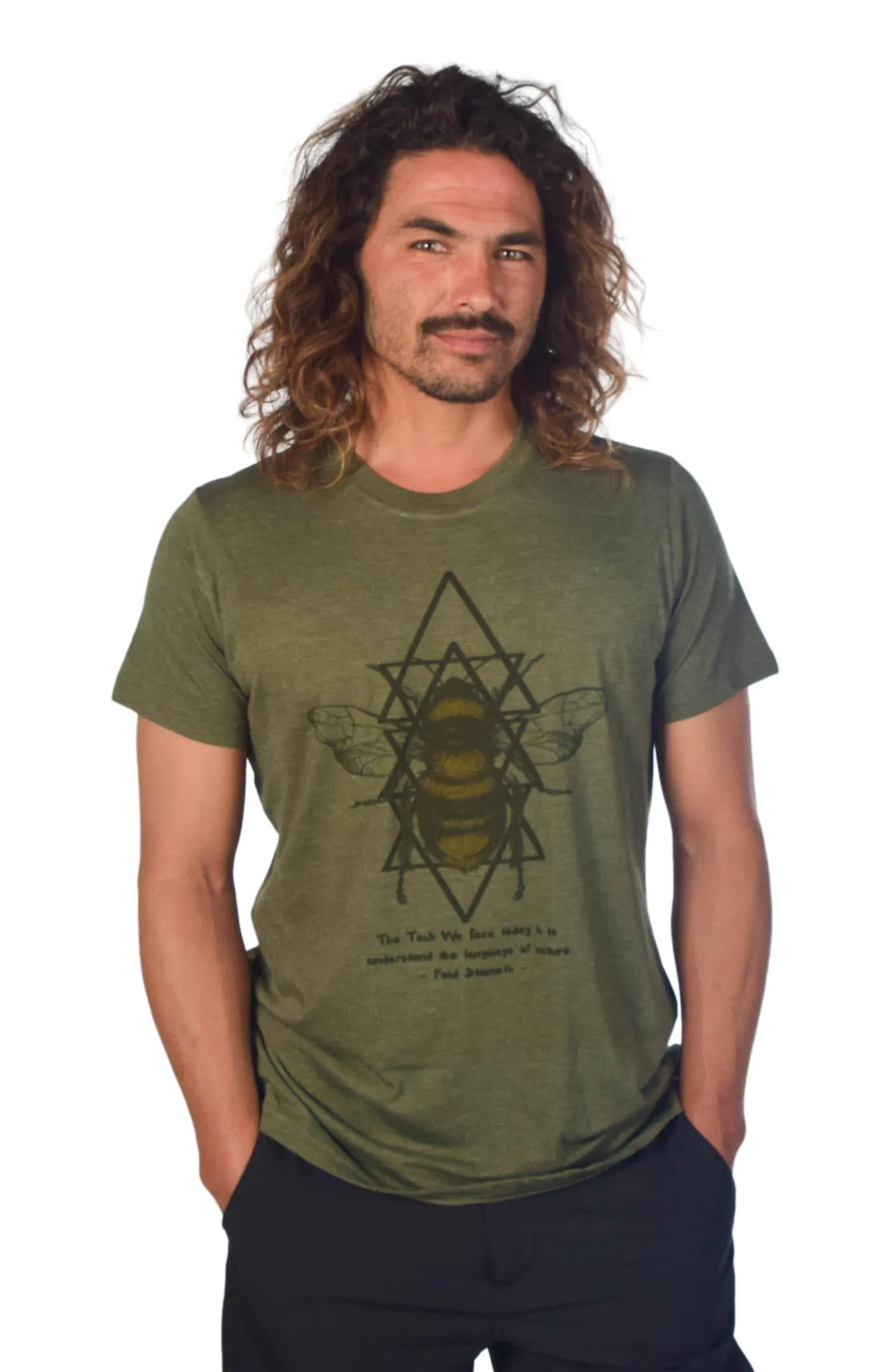 Paul Stamets Inspired Sacred Geometry Bees On Tri Blend Crew Neck Tee