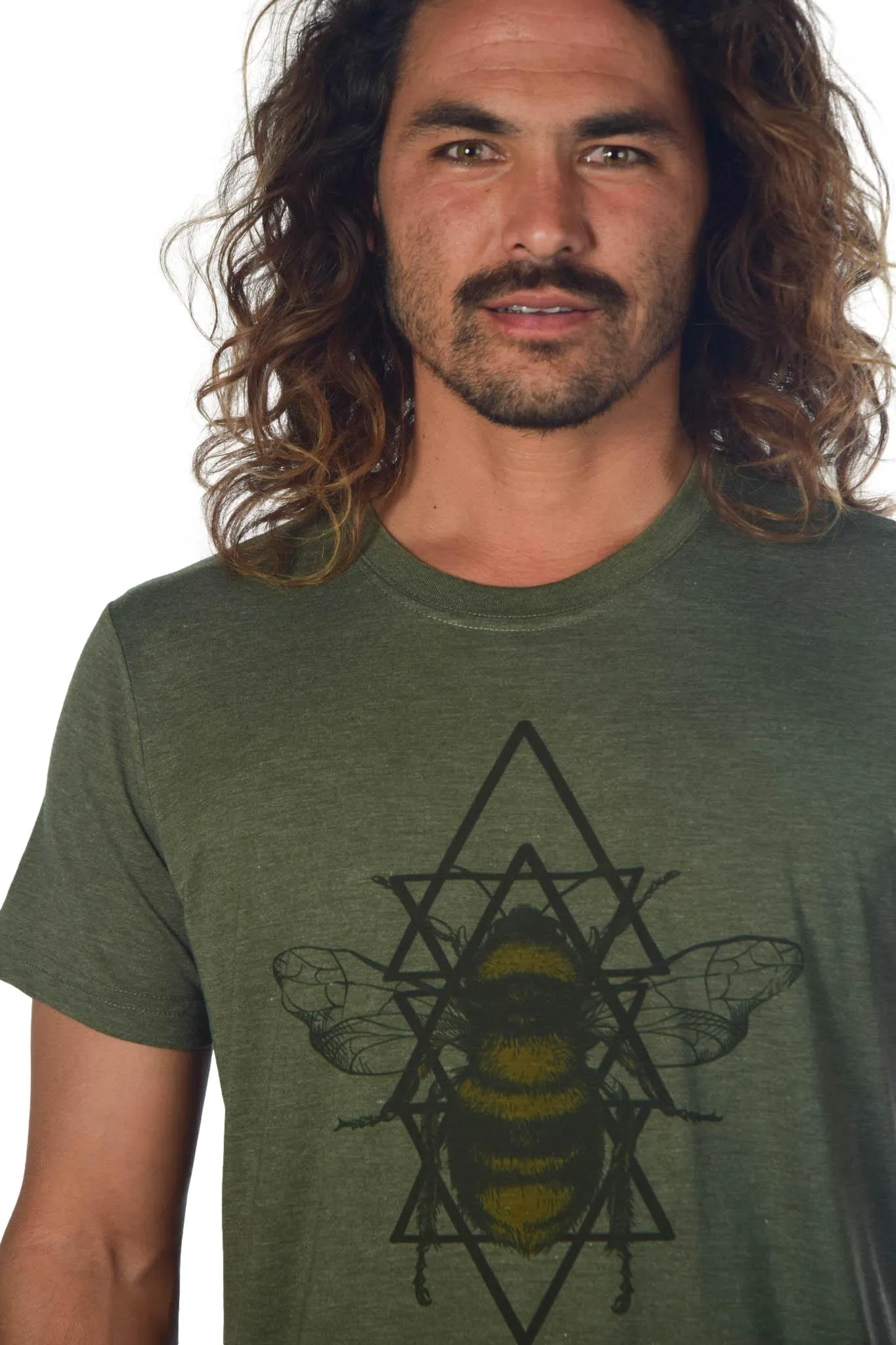 Paul Stamets Inspired Sacred Geometry Bees On Tri Blend Crew Neck Tee