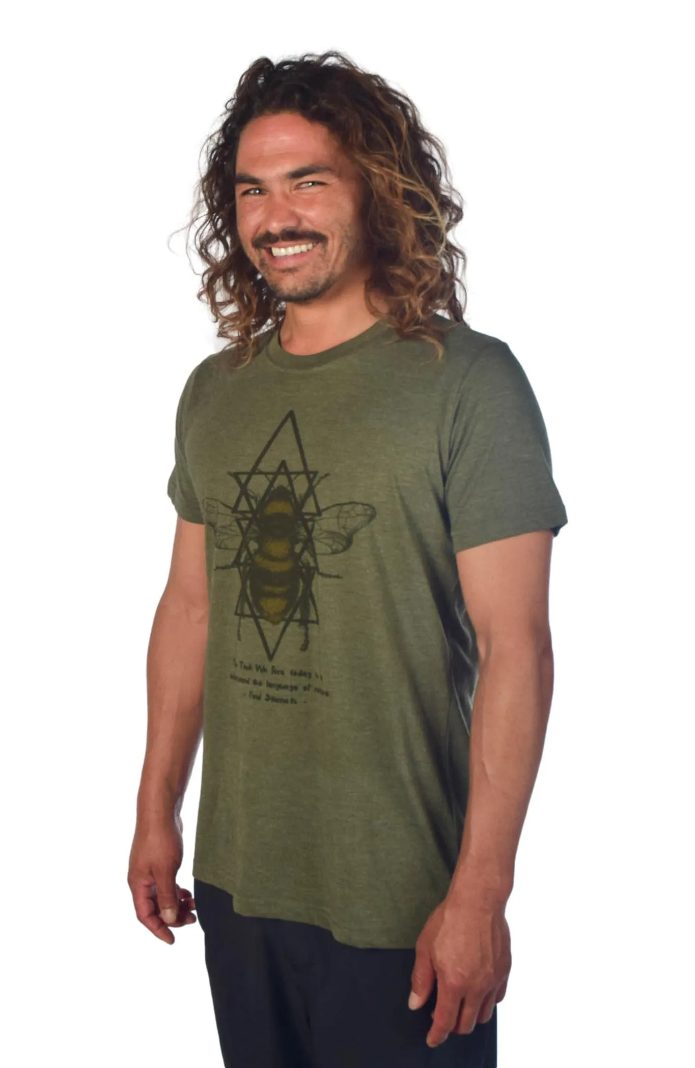 Paul Stamets Inspired Sacred Geometry Bees On Tri Blend Crew Neck Tee