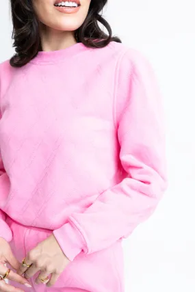 Pink Novelty Stitched Crew Sweatshirt