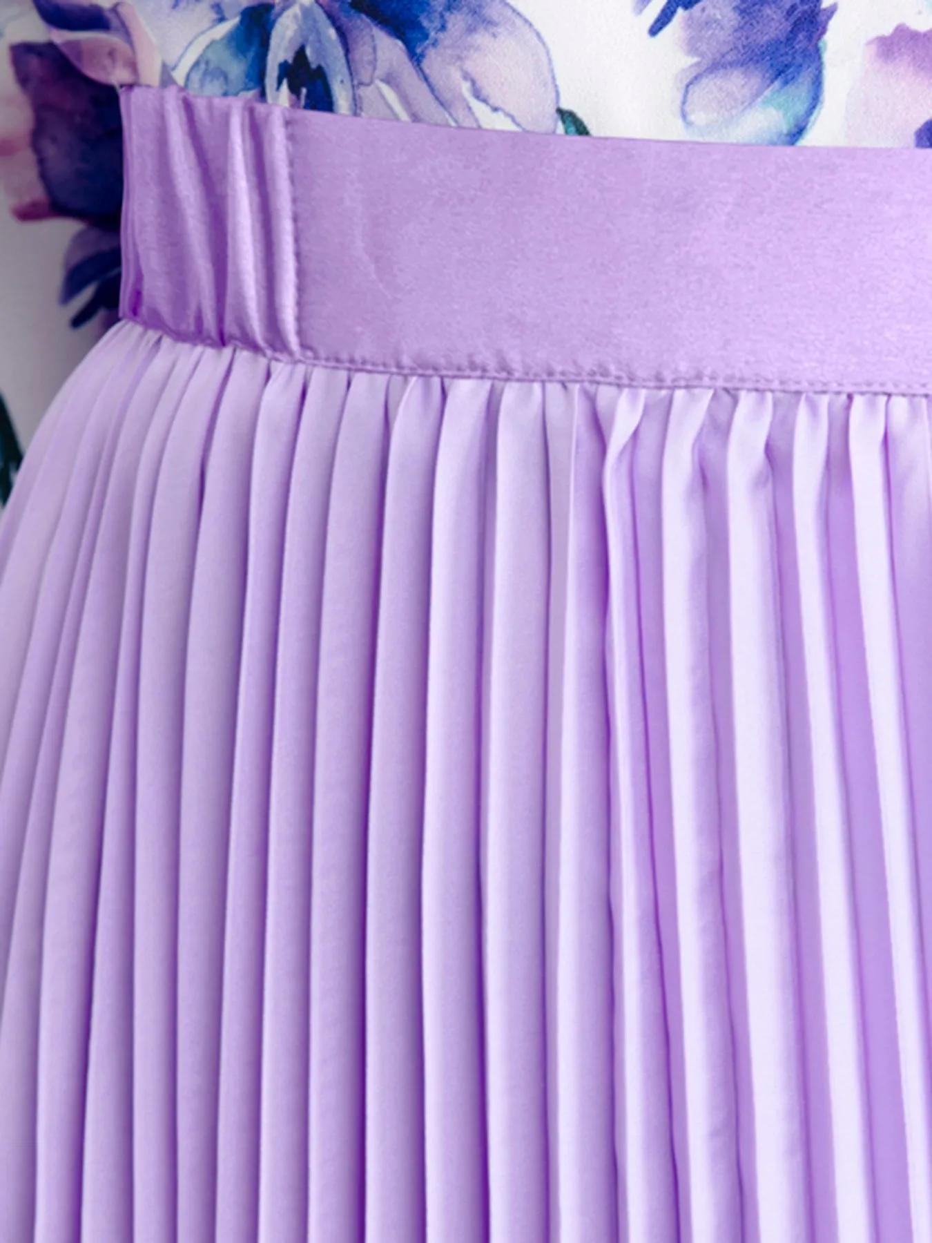 Pleated Flared Midi Skirt - Purple