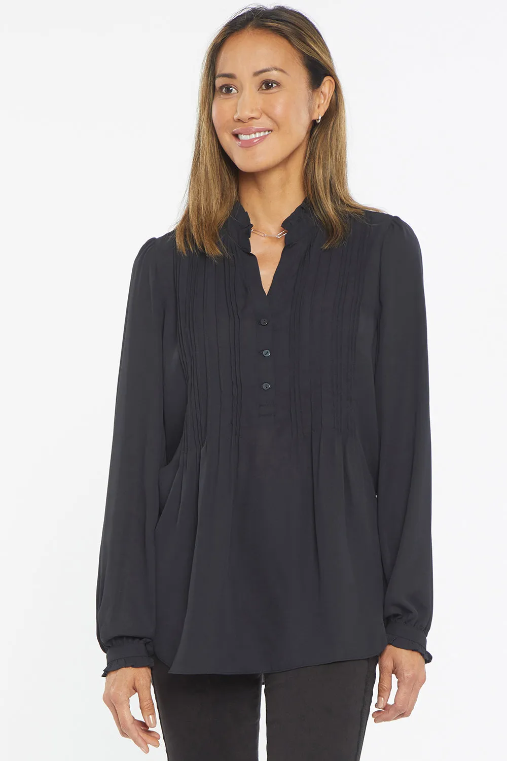 Pleated Front Tunic - Black