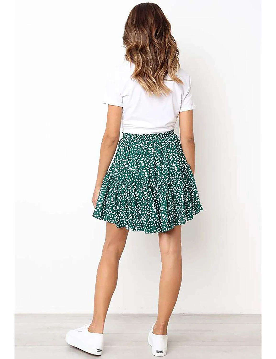 Pleated Polka Dot Mini Skirt