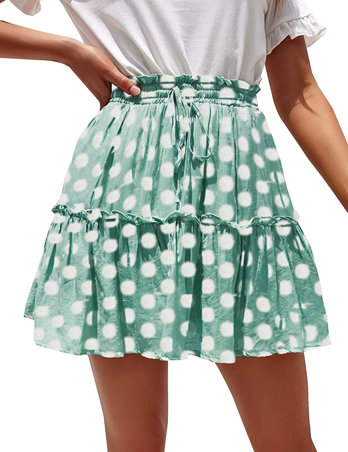 Pleated Polka Dot Mini Skirt