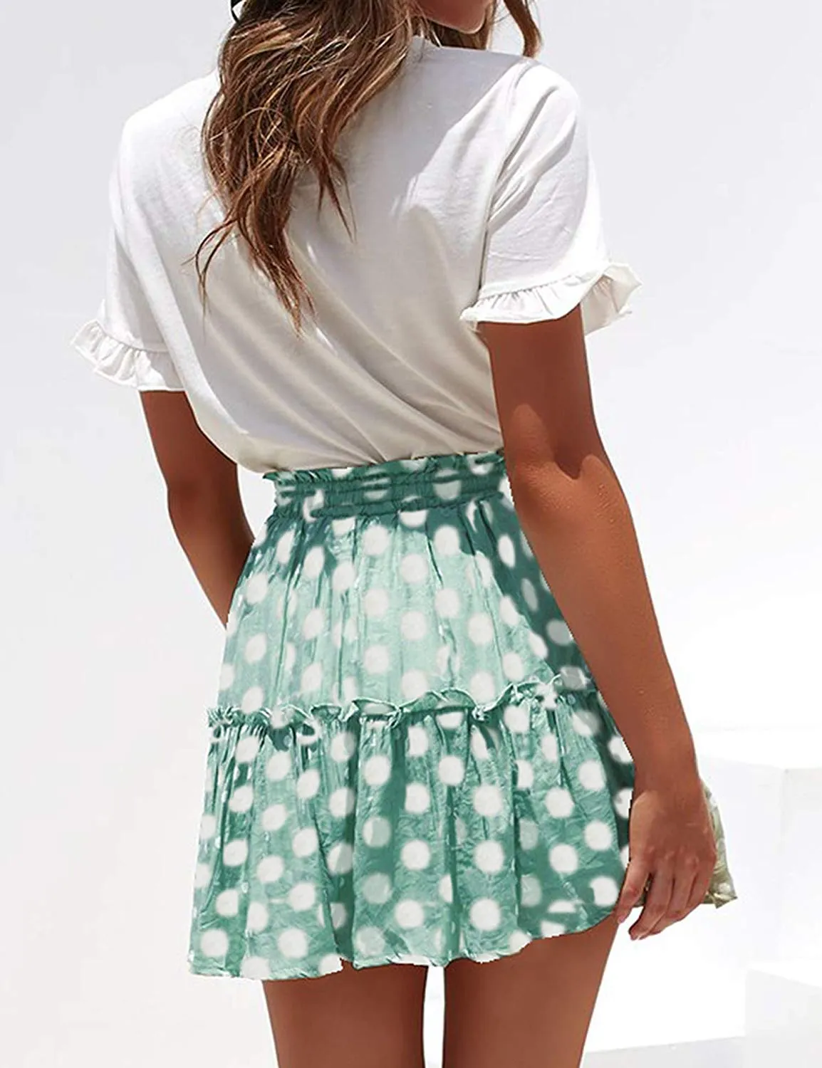 Pleated Polka Dot Mini Skirt