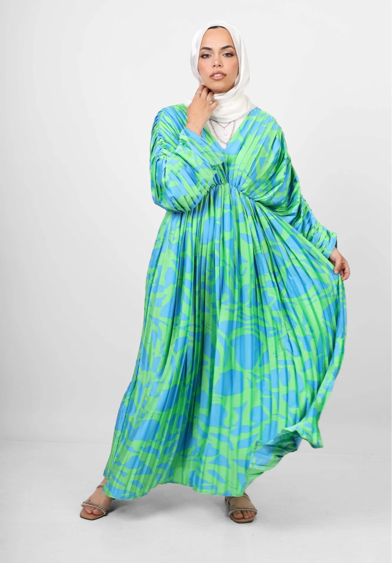 Pleated silk  dress - Green