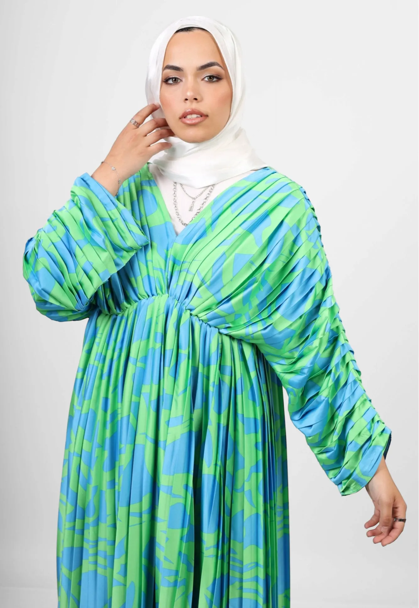 Pleated silk  dress - Green