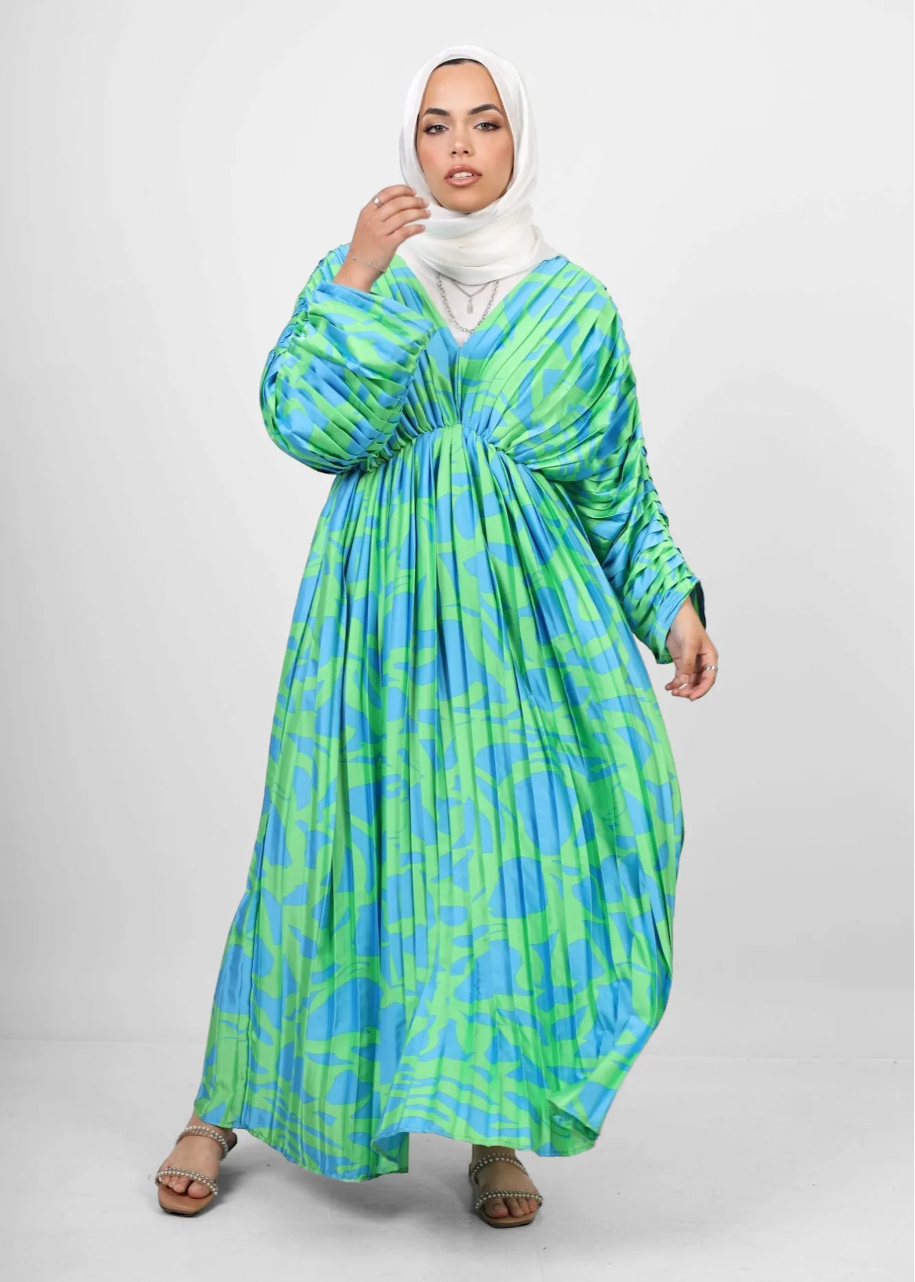 Pleated silk  dress - Green