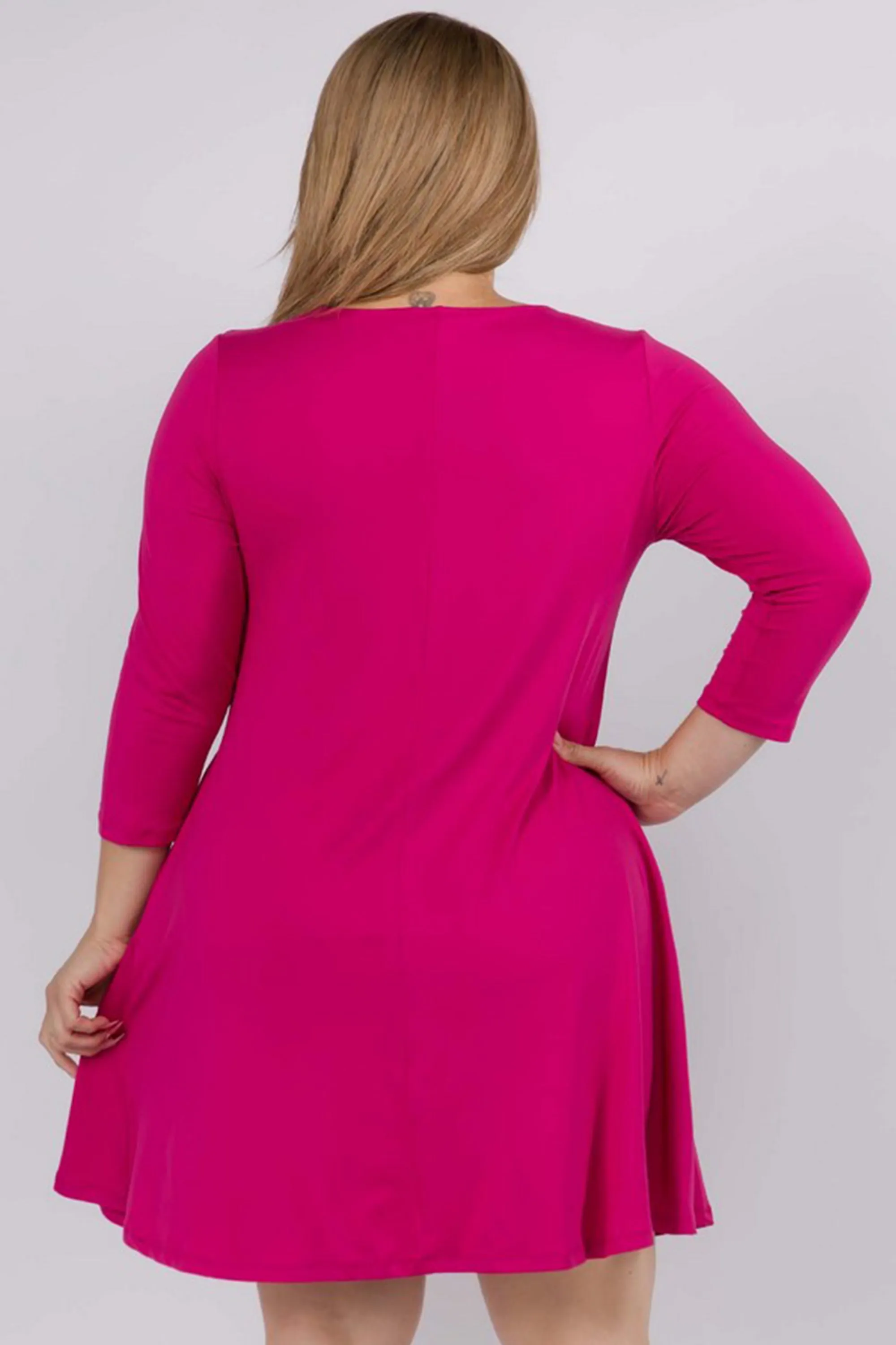 Plus Size Free and Easy ¾ Sleeve Summer Swing Dress