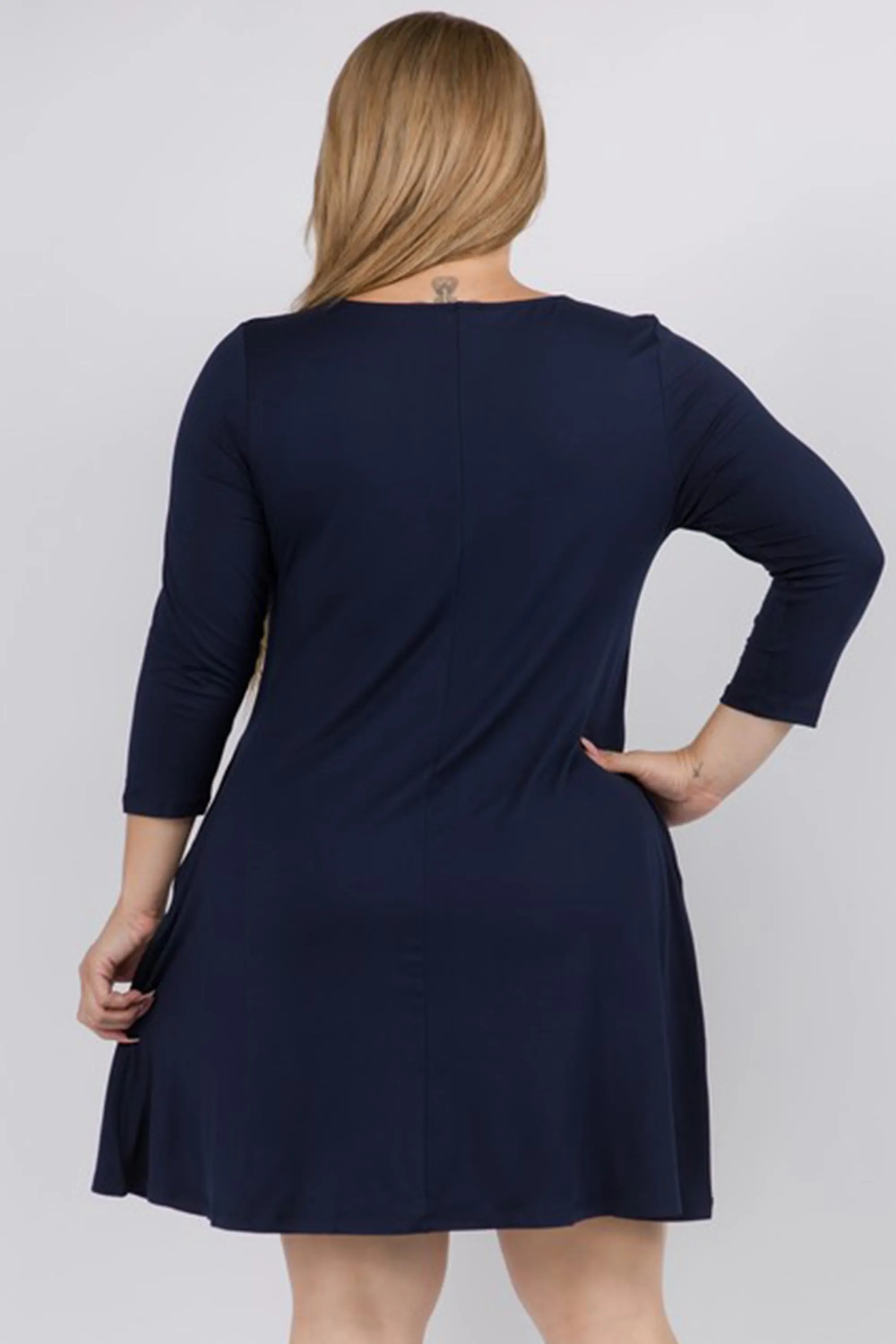 Plus Size Free and Easy ¾ Sleeve Summer Swing Dress