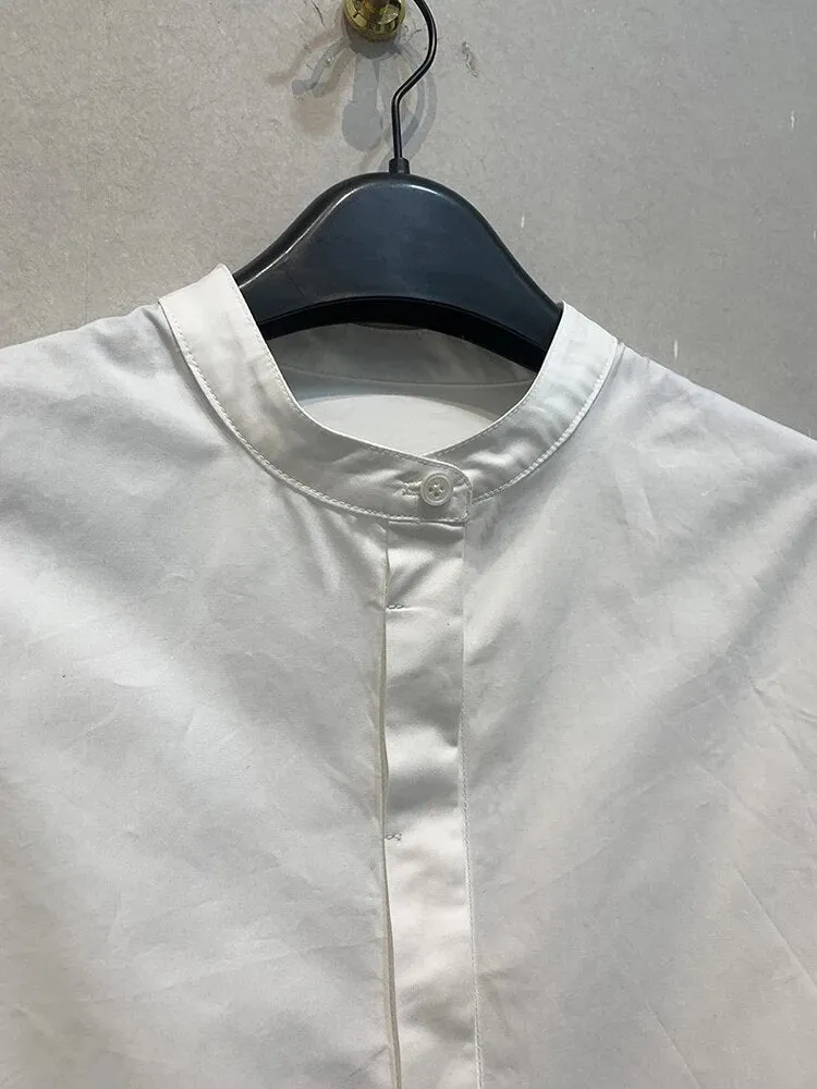 Pre Order:  White Lantern Sleeve Loose Shirt