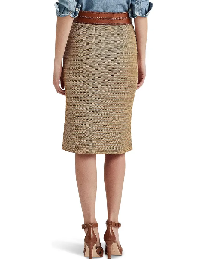 Ralph Lauren Metallic Cotton-Blend Knit Pencil Skirt