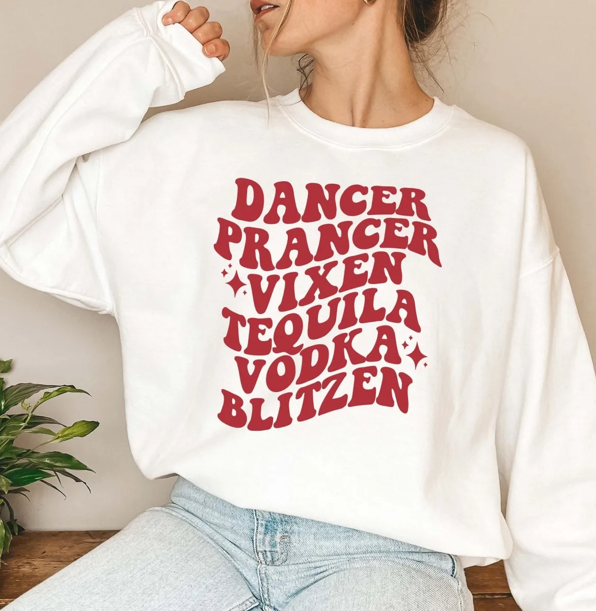 Reindeer Blitzen Wholesale Crewneck Sweatshirt