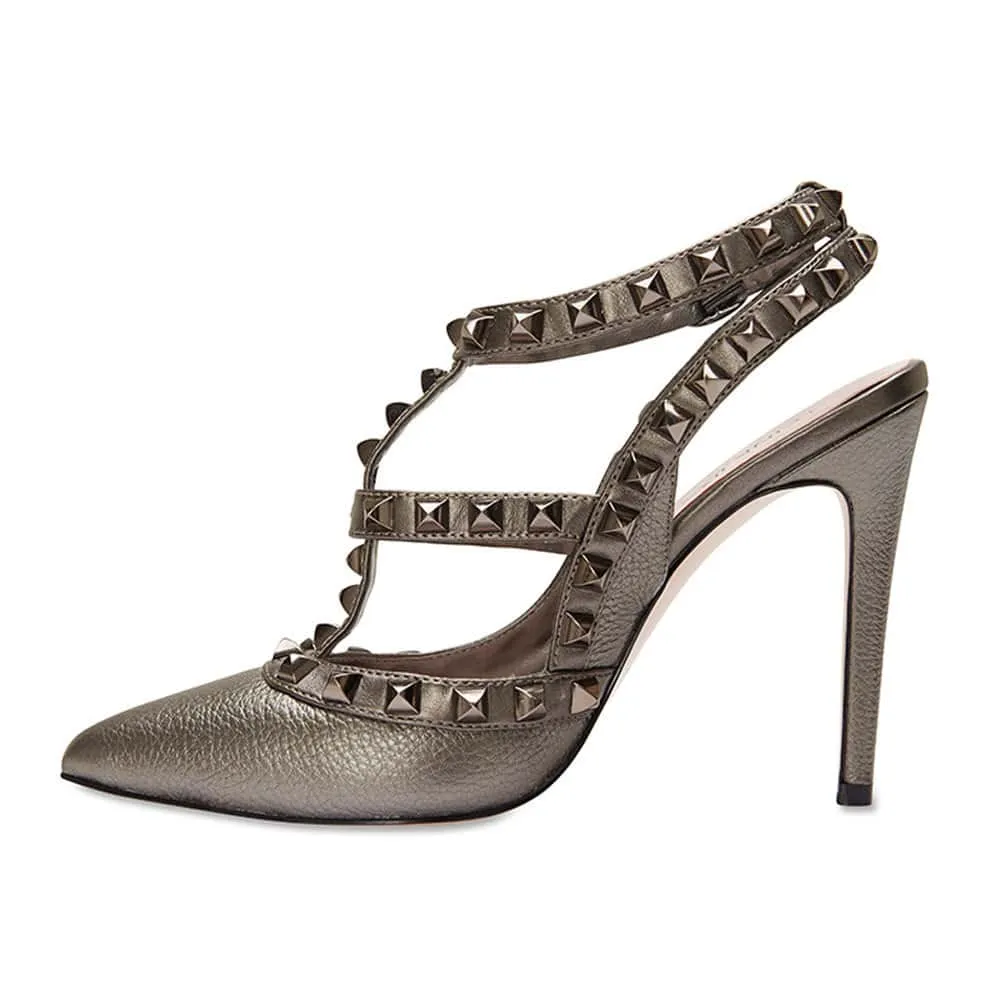 Saint Heel in Pewter Leather