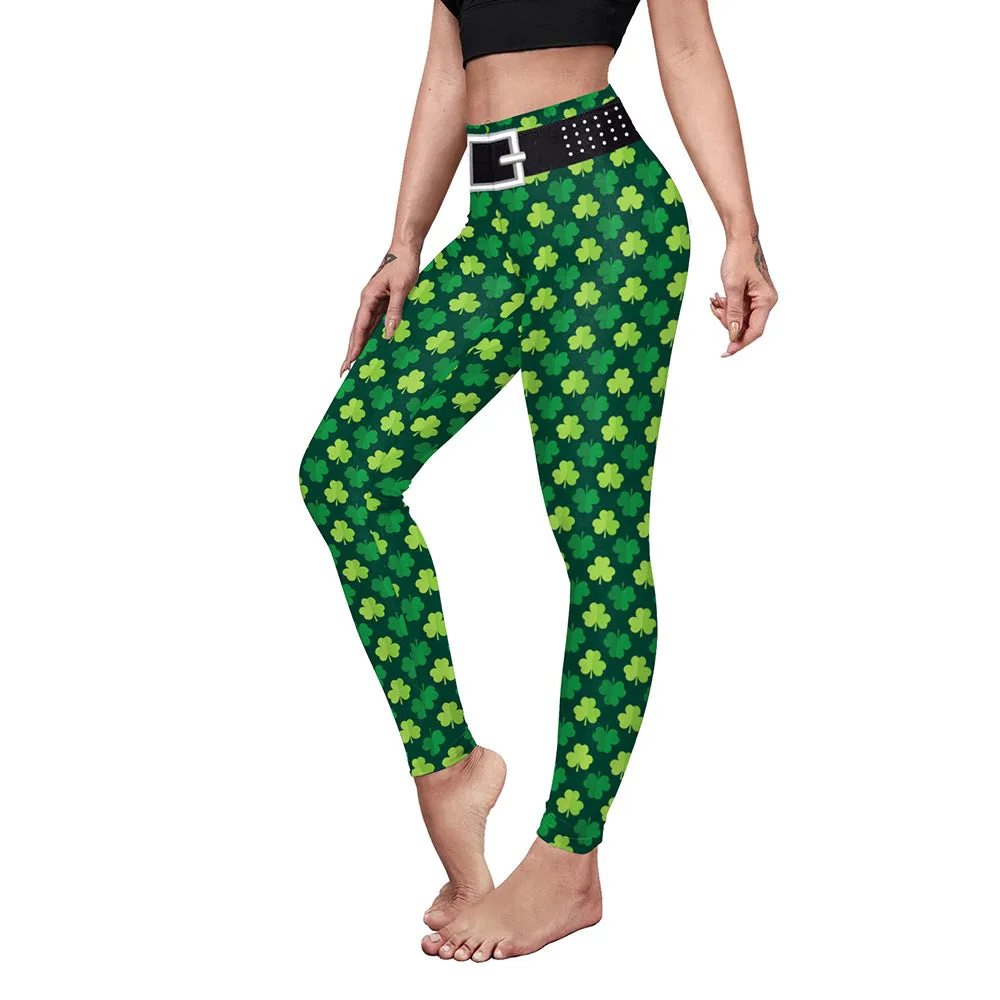 Saint Patrick's Day Costume Digital Printed With Hip Lifting Fitness Leggings