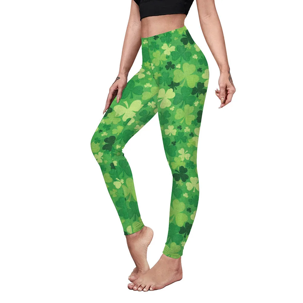 Saint Patrick's Day Costume Digital Printed With Hip Lifting Fitness Leggings