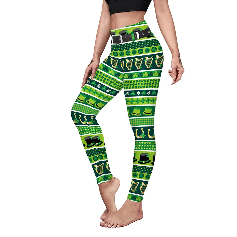 Saint Patrick's Day Costume Digital Printed With Hip Lifting Fitness Leggings