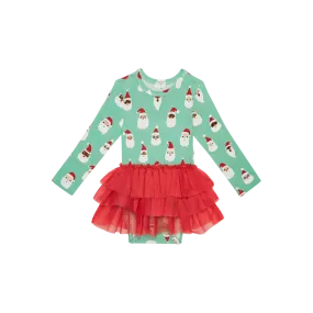 Santa Medley Long Sleeve Tulle Skirt Bodysuit - Select Size