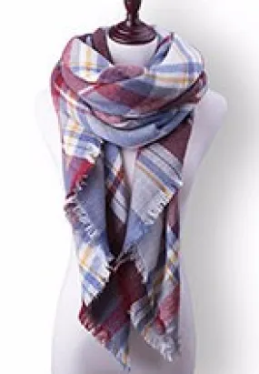 Scarfs - Ruby Sky Blue Plaid Scarf