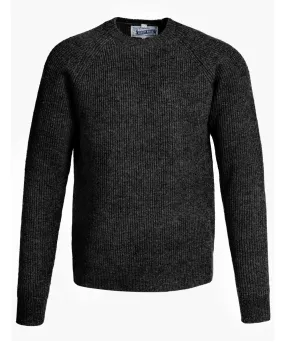 Schott NYC Men's Ribbed Knit Wool Crewneck Sweater - Black