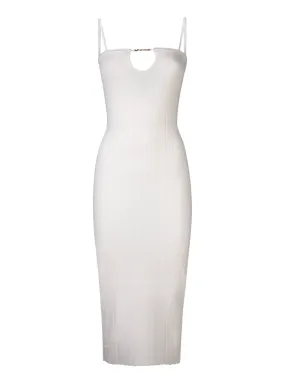 Sierra Bretelles White Midi Dress