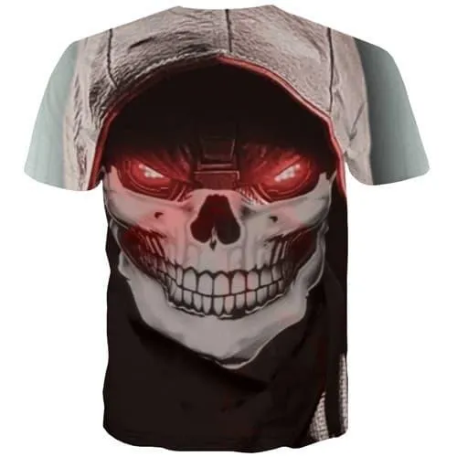 Skull T-shirt Men Flame T-shirts 3d Terror Tshirt Anime Funny Tshirts Cool Cosplay Shirt Print Short Sleeve T shirts Mens Tops