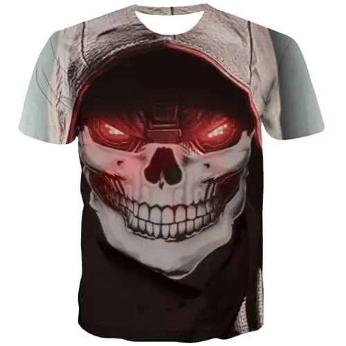 Skull T-shirt Men Flame T-shirts 3d Terror Tshirt Anime Funny Tshirts Cool Cosplay Shirt Print Short Sleeve T shirts Mens Tops