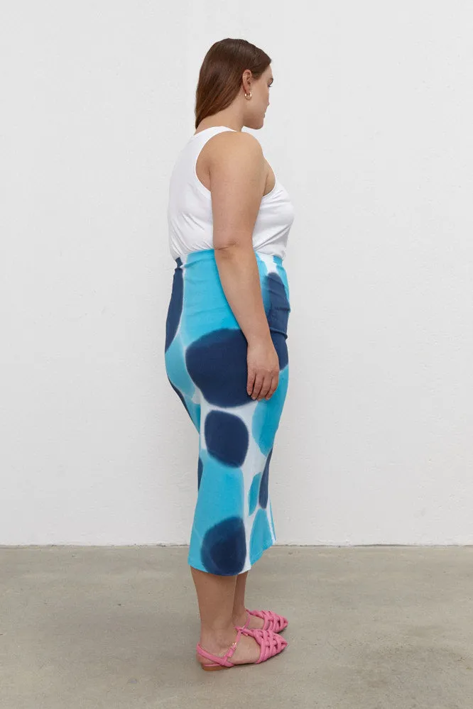 Stam Pencil Skirt Navy/Turquoise Blue