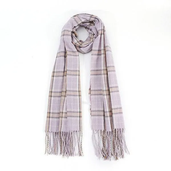 Striped Plaid Fringed Scarf