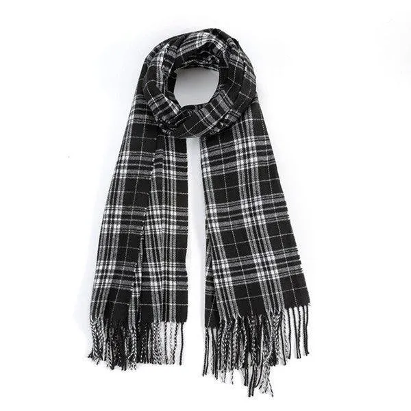 Striped Plaid Fringed Scarf