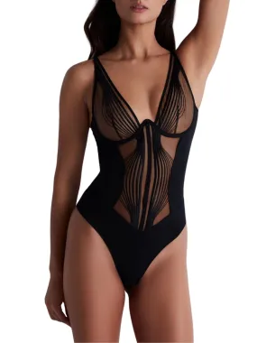 Sumptuous Waves Bodysuit - Smoky Attraction