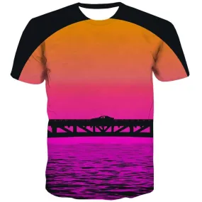 Sunset T-shirt Men Colorful Tshirts Casual Romantic T shirts Funny Car Tshirt Anime Harajuku T-shirts 3d