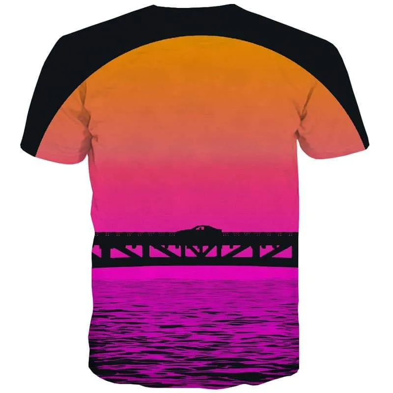 Sunset T-shirt Men Colorful Tshirts Casual Romantic T shirts Funny Car Tshirt Anime Harajuku T-shirts 3d