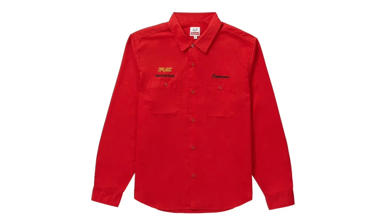 Supreme Honda Fox Racing Work Shirt Red