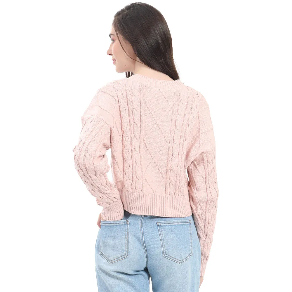 SWEATER PARA MUJER CROP BUTTONS AT FRONT WITH BRAIDED FOREVER 21