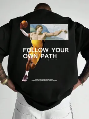 SXV  'Follow your own path’ Printed Cool Aesthetic Oversized Baggy T-shirt