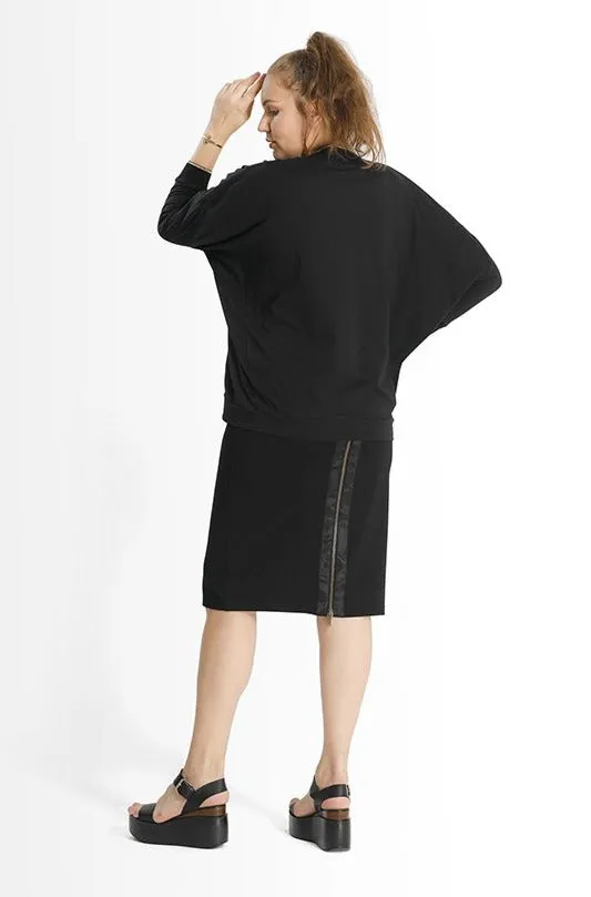 Thea Zip Back Skirt // Black