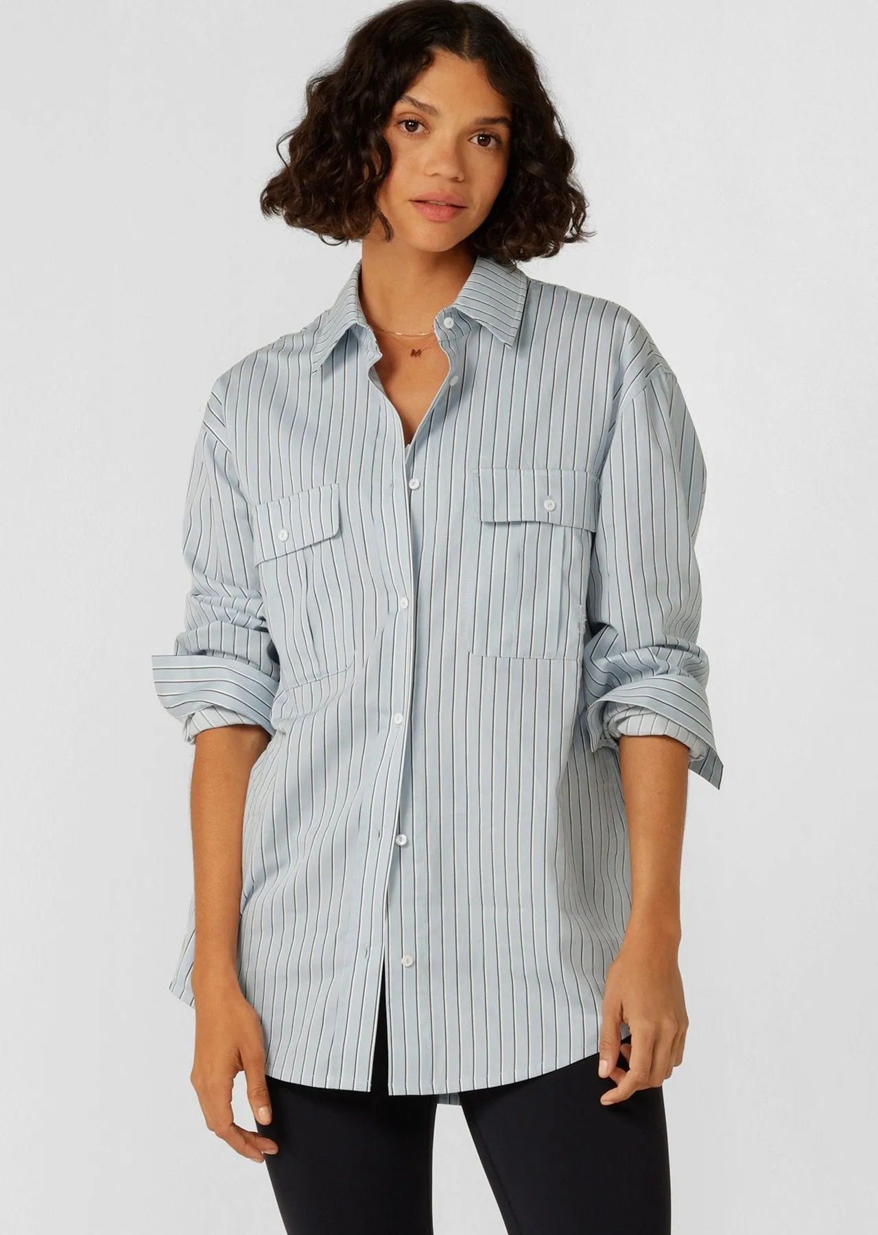 Tie Back Shirt | Glacier Blue Stripe