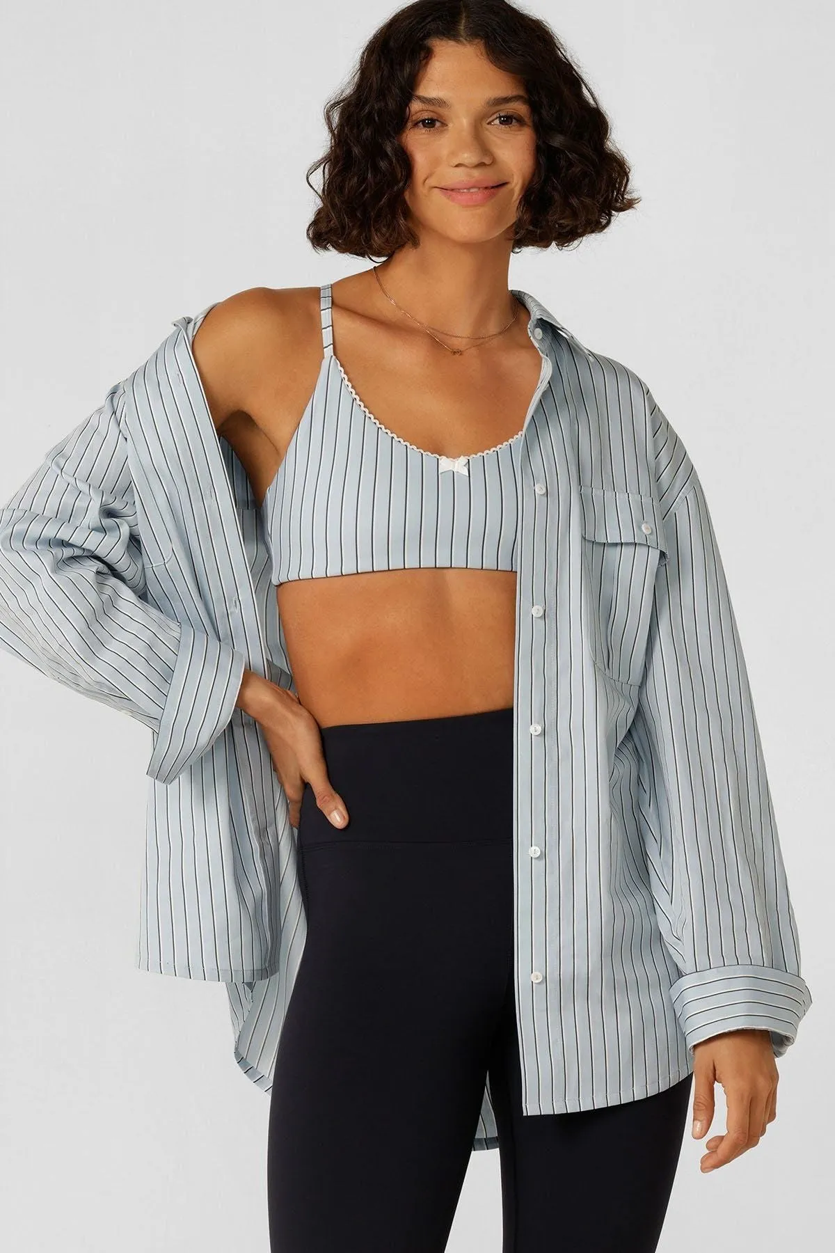 Tie Back Shirt | Glacier Blue Stripe