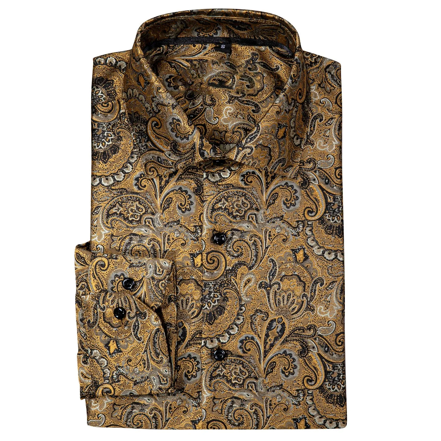 Ties2you Luxury Brownish Yellow Paisley Silk Men's Shirt