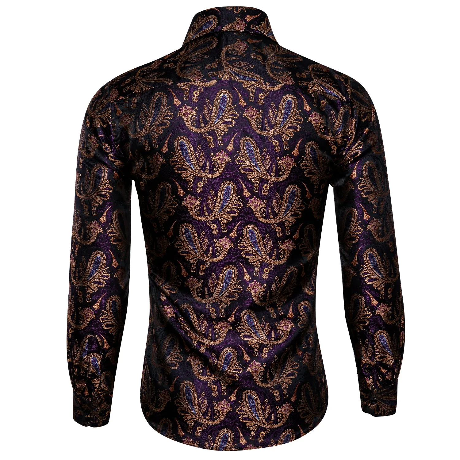 Ties2you Luxury Purple Brown Paisley Silk Men's Shirt