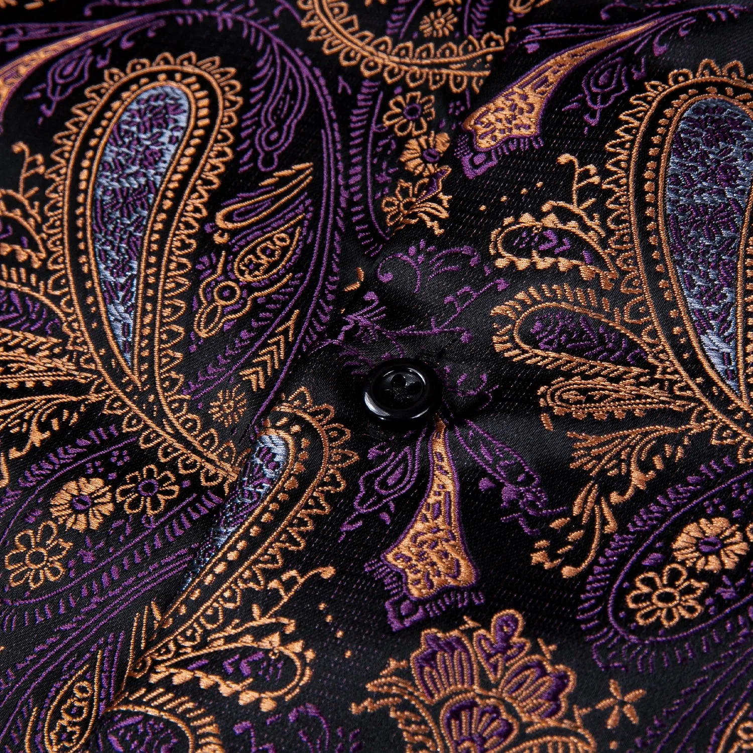 Ties2you Luxury Purple Brown Paisley Silk Men's Shirt