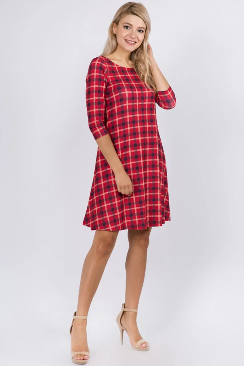 Traditional Plaid A-line Dress