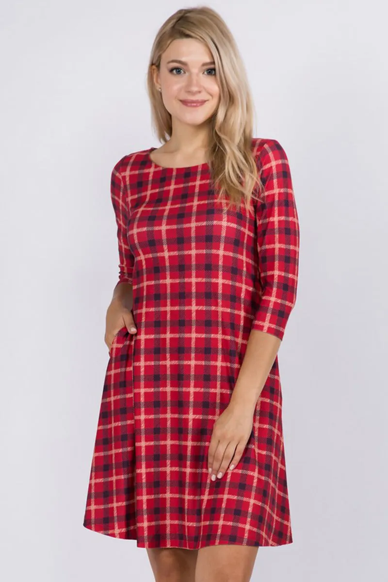 Traditional Plaid A-line Dress