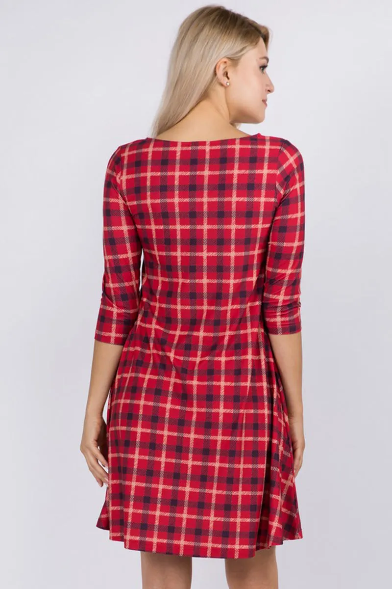 Traditional Plaid A-line Dress