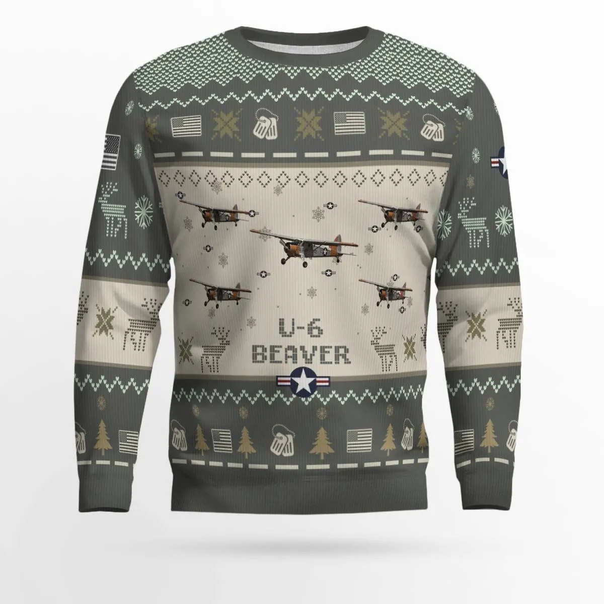 U-6 Beaver DHC-2 Beaver U6 DHC2_Aircraft Ugly Sweater, Ugly Sweater Christmas Shirt for Men Dad Veteran